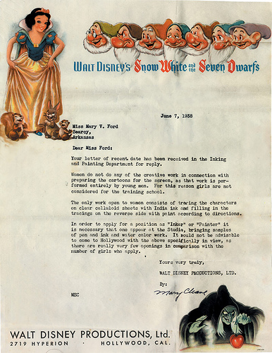 sexist disney refection letter